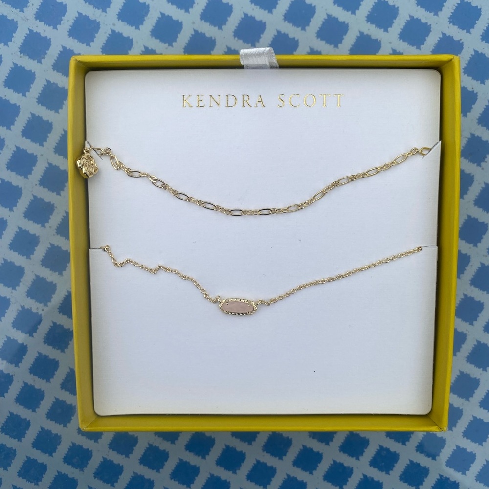 NWT Kendra Scott Gold Plated Necklace Set with quartz stone (2 pieces)
